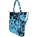 Blue Winter Tropical Floral Watercolor Shoulder Tote Bag View2