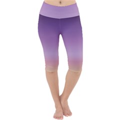 Sunset Evening Shades Lightweight Velour Cropped Yoga Leggings by designsbymallika
