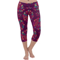 Circle Pattern Capri Yoga Leggings by designsbymallika