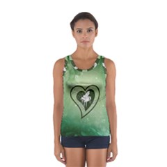 Music, Piano On A Heart Sport Tank Top  by FantasyWorld7
