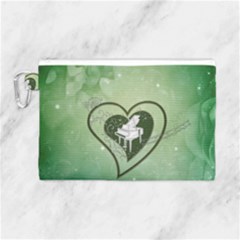 Music, Piano On A Heart Canvas Cosmetic Bag (large) by FantasyWorld7