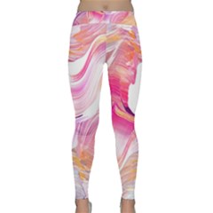 Pink Paint Brush Classic Yoga Leggings by designsbymallika