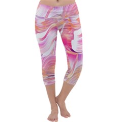 Pink Paint Brush Capri Yoga Leggings by designsbymallika