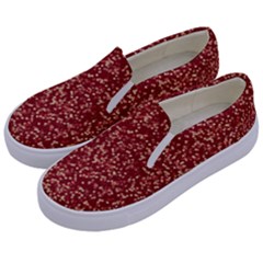 Burgundy Red Confetti Pattern Abstract Art Kids  Canvas Slip Ons by yoursparklingshop