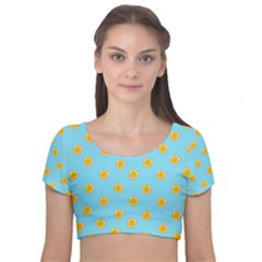 I Love Bread Velvet Short Sleeve Crop Top  by designsbymallika