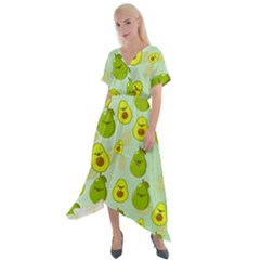 Avocado Love Cross Front Sharkbite Hem Maxi Dress by designsbymallika