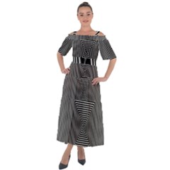 Maze Design Black White Background Shoulder Straps Boho Maxi Dress  by HermanTelo