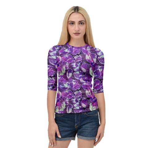 Botanical Violet Print Pattern 2 Quarter Sleeve Raglan Tee by dflcprintsclothing