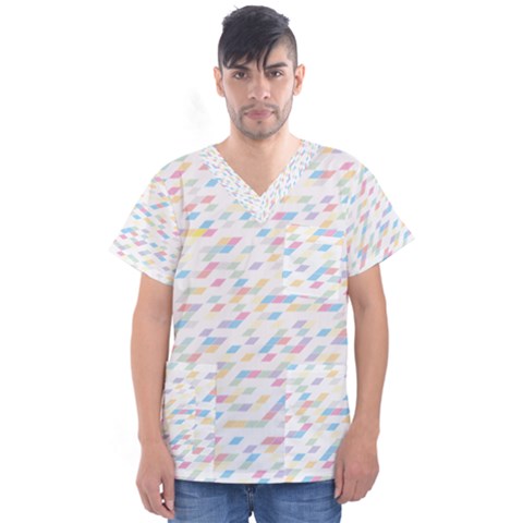 Texture Background Pastel Box Men s V-neck Scrub Top by HermanTelo