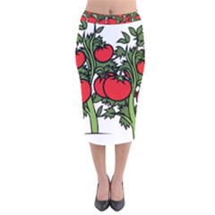 Tomato Garden Vine Plants Red Velvet Midi Pencil Skirt by HermanTelo
