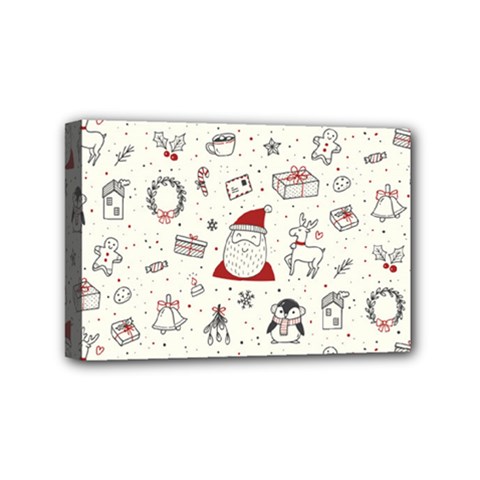 Cute Christmas Doodles Seamless Pattern Mini Canvas 6  X 4  (stretched) by Vaneshart
