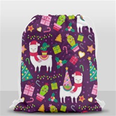 Colorful Funny Christmas Pattern Drawstring Bag (small) by Vaneshart