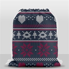 Beautiful Knitted Christmas Pattern Drawstring Bag (small) by Vaneshart