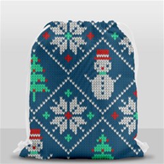 Knitted Christmas Pattern Drawstring Bag (small) by Vaneshart