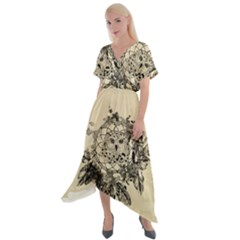 Owl On A Dreamcatcher Cross Front Sharkbite Hem Maxi Dress by FantasyWorld7