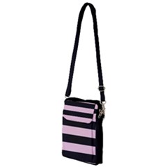 Black And Light Pastel Pink Large Stripes Goth Mime French Style Multi Function Travel Bag by genx