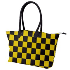 Checkerboard Pattern Black And Yellow Ancap Libertarian Canvas Shoulder Bag by snek