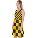 Checkerboard Pattern Black and Yellow Ancap Libertarian Knee Length Skater Dress With Pockets View2