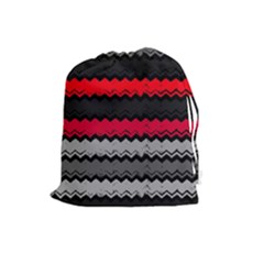 Chevrons Rose/gris Drawstring Pouch (large) by kcreatif