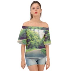 Photo Vue Sur Forêt  Off Shoulder Short Sleeve Top by kcreatif