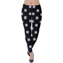 Sketchy Cartoon Ghost Drawing Motif Pattern Velvet Leggings View1