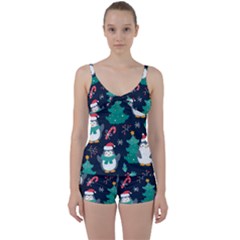 Colorful Funny Christmas Pattern Tie Front Two Piece Tankini by Vaneshart