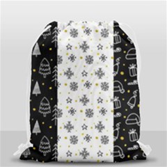 Black Golden Christmas Pattern Collection Drawstring Bag (small) by Vaneshart