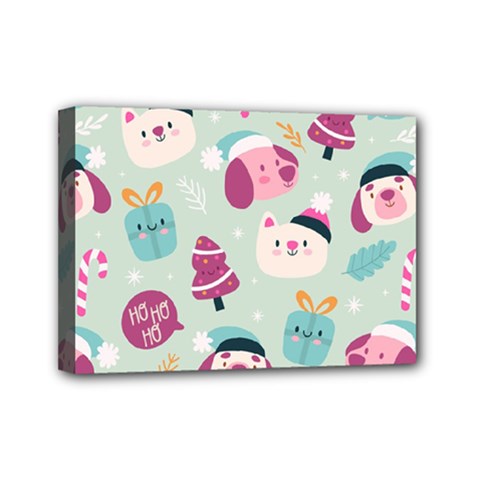 Pattern Funny Christmas Ho Ho Ho Mini Canvas 7  X 5  (stretched) by Vaneshart