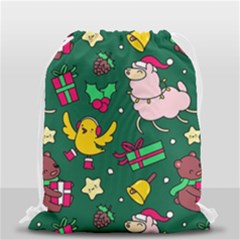 Funny Decoration Christmas Pattern Background Drawstring Bag (small) by Vaneshart