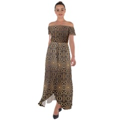 Luxury Ornamental Mandala Design Background Off Shoulder Open Front Chiffon Dress by Vaneshart