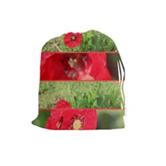 Photos Collage Coquelicots Drawstring Pouch (large) by kcreatif