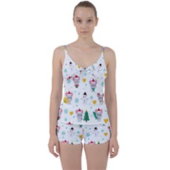 Christmas Seamless Pattern With Cute Kawaii Mouse Tie Front Two Piece Tankini by Vaneshart