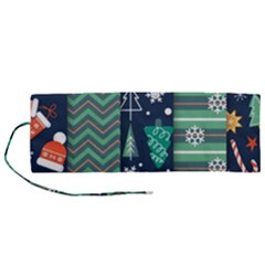 Flat Design Christmas Pattern Set Roll Up Canvas Pencil Holder (m) by Vaneshart