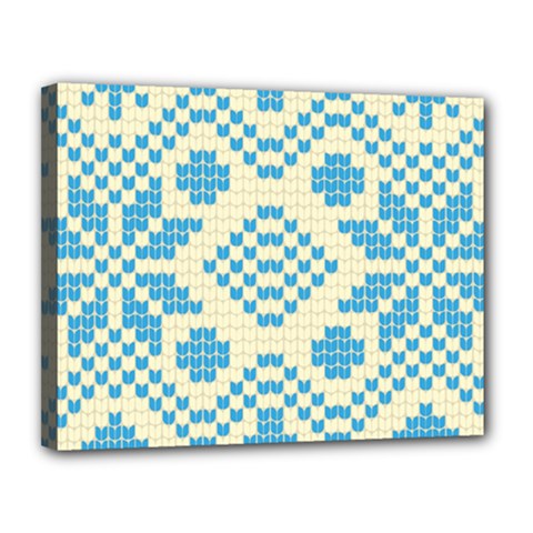 Beautiful Knitted Christmas Pattern Blue White Canvas 14  X 11  (stretched) by Vaneshart