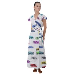 Strategy Communication Flutter Sleeve Maxi Dress by HermanTelo