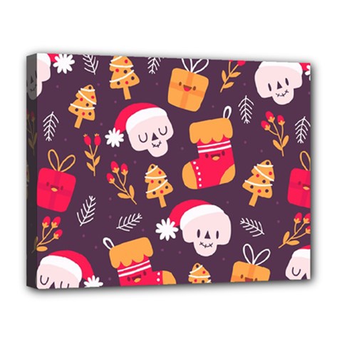 Pattern Christmas Funny Canvas 14  X 11  (stretched) by Vaneshart