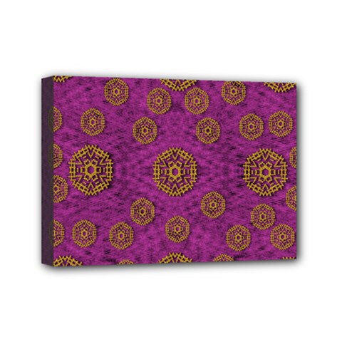 Snow Stars  In Gold On Color Mini Canvas 7  X 5  (stretched) by pepitasart