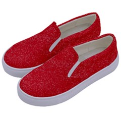 Modern Red And White Confetti Pattern Kids  Canvas Slip Ons by yoursparklingshop