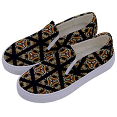 Pattern Stained Glass Triangles Kids  Canvas Slip Ons by HermanTelo