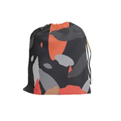 Pattern Formes Corail/noir Drawstring Pouch (large) by kcreatif