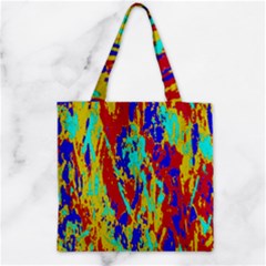 Multicolored Vibran Abstract Textre Print Zipper Grocery Tote Bag by dflcprintsclothing