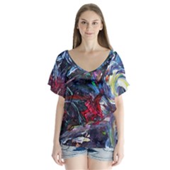 Eden Garden 1 2 V-neck Flutter Sleeve Top by bestdesignintheworld