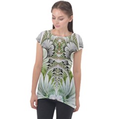Fractal Delicate White Background Cap Sleeve High Low Top by HermanTelo
