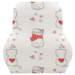 Seamless Pattern Cute Cat With Little Heart Car Seat Back Cushion  by Wegoenart