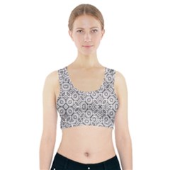 Black And White Baroque Ornate Print Pattern Sports Bra With Pocket by dflcprintsclothing