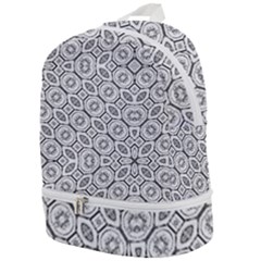 Black And White Baroque Ornate Print Pattern Zip Bottom Backpack by dflcprintsclothing