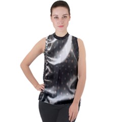 Polka Dots 1 2 Mock Neck Chiffon Sleeveless Top by bestdesignintheworld