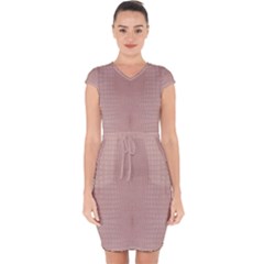 Pink Alligator Print Capsleeve Drawstring Dress  by LoolyElzayat