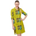Peace People Hippie Friends And Free Living Fauna Long Sleeve Mini Shirt Dress View1