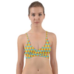Cube Hexagon Pattern Yellow Blue Wrap Around Bikini Top by Vaneshart